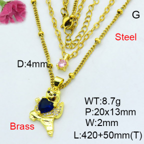 Fashion Brass Necklace  F3N403596aakl-L002