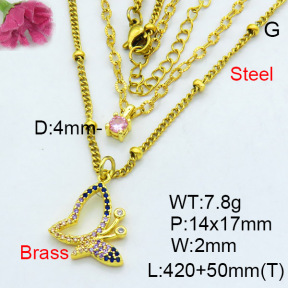 Fashion Brass Necklace  F3N403597aakl-L002