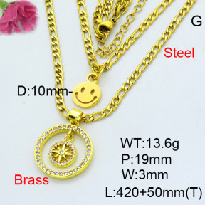 Fashion Brass Necklace  F3N403598aakl-L002