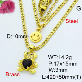 Fashion Brass Necklace  F3N403599aakl-L002