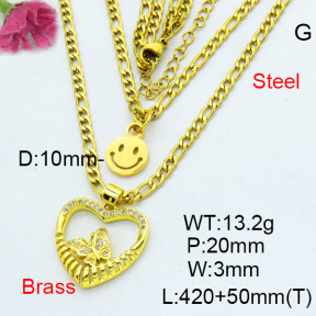 Fashion Brass Necklace  F3N403600aajl-L002