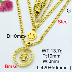 Jusnova  Fashion Brass Necklace  F3N403601aakl-L002