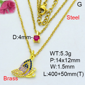 Fashion Brass Necklace  F3N403605aakl-L002