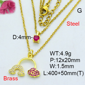 Fashion Brass Necklace  F3N403606aajo-L002