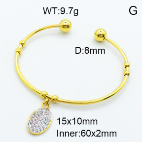 SS Crystal Stone Bangles 3BA401404vbmb-423