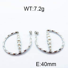 SS Shell Pearl Hoop Earring  6E3002297ablb-317