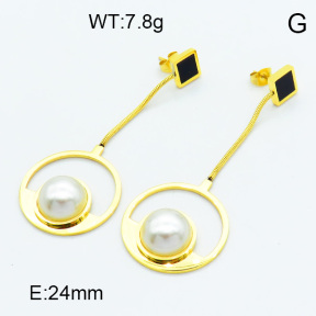 SS Shell Pearl Dangle Earring 3E3001302bbov-900