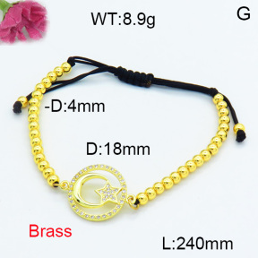 Brass Beads Bracelet F3B404465vbmb-L024