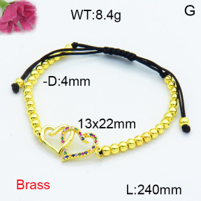 Brass Beads Bracelet F3B404468vbmb-L024