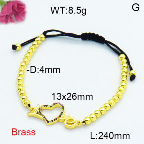 Brass Beads Bracelet F3B404469vbmb-L024
