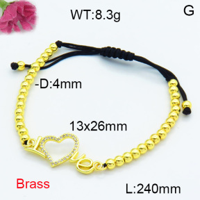 Brass Beads Bracelet F3B404470vbmb-L024