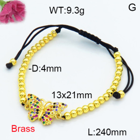 Brass Beads Bracelet F3B404471bbml-L024