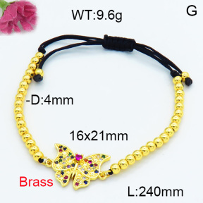 Brass Beads Bracelet F3B404475bbml-L024