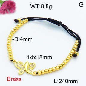 Brass Beads Bracelet F3B404477vbmb-L024