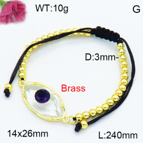 Brass Beads Bracelet F3B404507ablb-G030