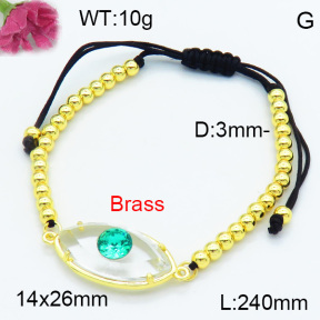 Brass Beads Bracelet F3B404509ablb-G030