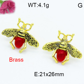 Brass Stone Stud Earring F3E402395bhva-G030