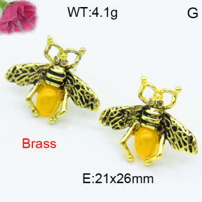 Brass Stone Stud Earring F3E402396bhva-G030