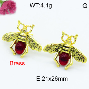 Brass Stone Stud Earring F3E402397bhva-G030