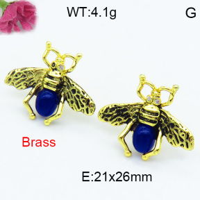Brass Stone Stud Earring F3E402398bhva-G030