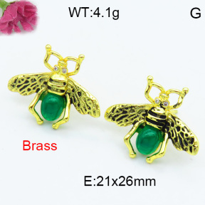 Brass Stone Stud Earring F3E402400bhva-G030