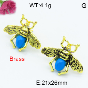 Brass Stone Stud Earring F3E402401bhva-G030