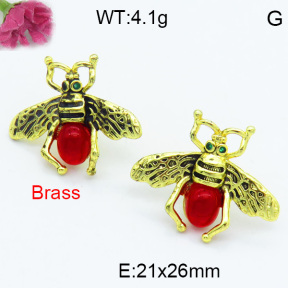 Brass Stone Stud Earring F3E402402bhva-G030