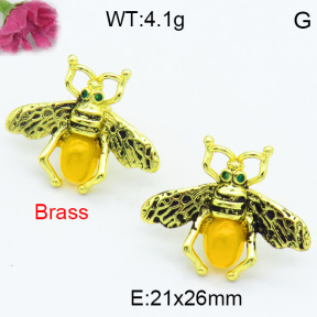 Brass Stone Stud Earring F3E402403bhva-G030