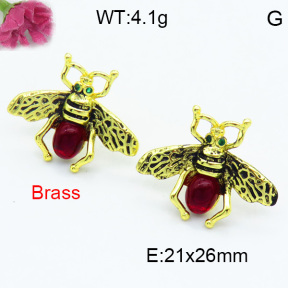 Brass Stone Stud Earring F3E402404bhva-G030