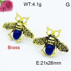Brass Stone Stud Earring F3E402405bhva-G030