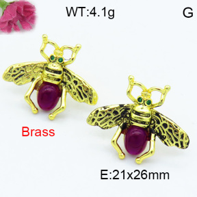 Brass Stone Stud Earring F3E402406bhva-G030