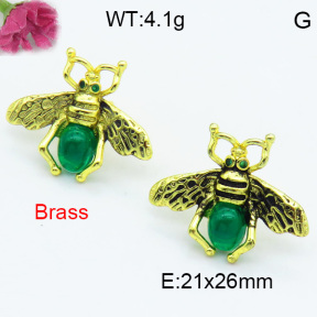 Brass Stone Stud Earring F3E402407bhva-G030