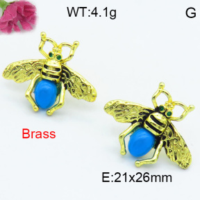 Brass Stone Stud Earring F3E402408bhva-G030