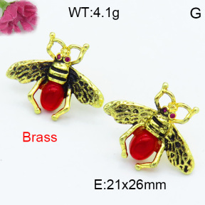 Brass Stone Stud Earring F3E402409bhva-G030