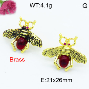 Brass Stone Stud Earring F3E402411bhva-G030