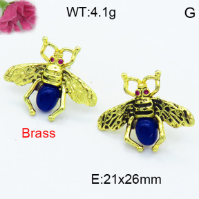 Brass Stone Stud Earring F3E402412bhva-G030