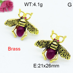 Brass Stone Stud Earring F3E402413bhva-G030