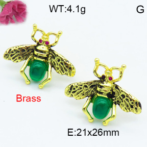 Brass Stone Stud Earring F3E402414bhva-G030