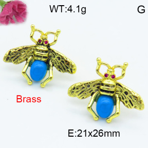 Brass Stone Stud Earring F3E402415bhva-G030