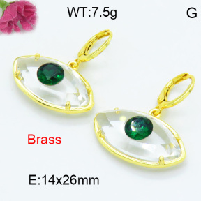 Brass Stone Dangle Earring F3E402423bhva-G030