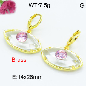 Brass Stone Dangle Earring F3E402429bhva-G030