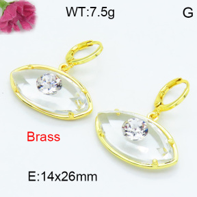 Brass Stone Dangle Earring F3E402430bhva-G030