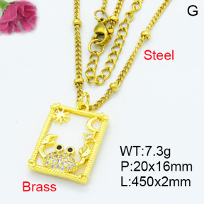 Fashion Brass Necklaces F3N403607ablb-L024