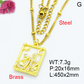 Fashion Brass Necklaces F3N403608ablb-L024