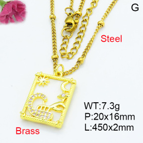 Fashion Brass Necklaces F3N403609ablb-L024