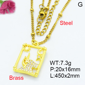 Fashion Brass Necklaces F3N403610ablb-L024