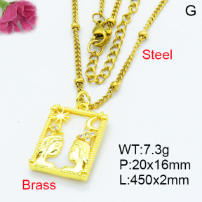 Fashion Brass Necklaces F3N403611ablb-L024