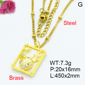 Fashion Brass Necklaces F3N403612ablb-L024