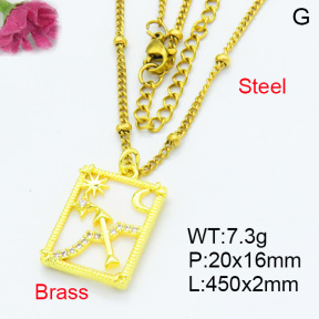 Fashion Brass Necklaces F3N403613ablb-L024