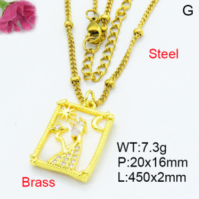 Fashion Brass Necklaces F3N403616ablb-L024